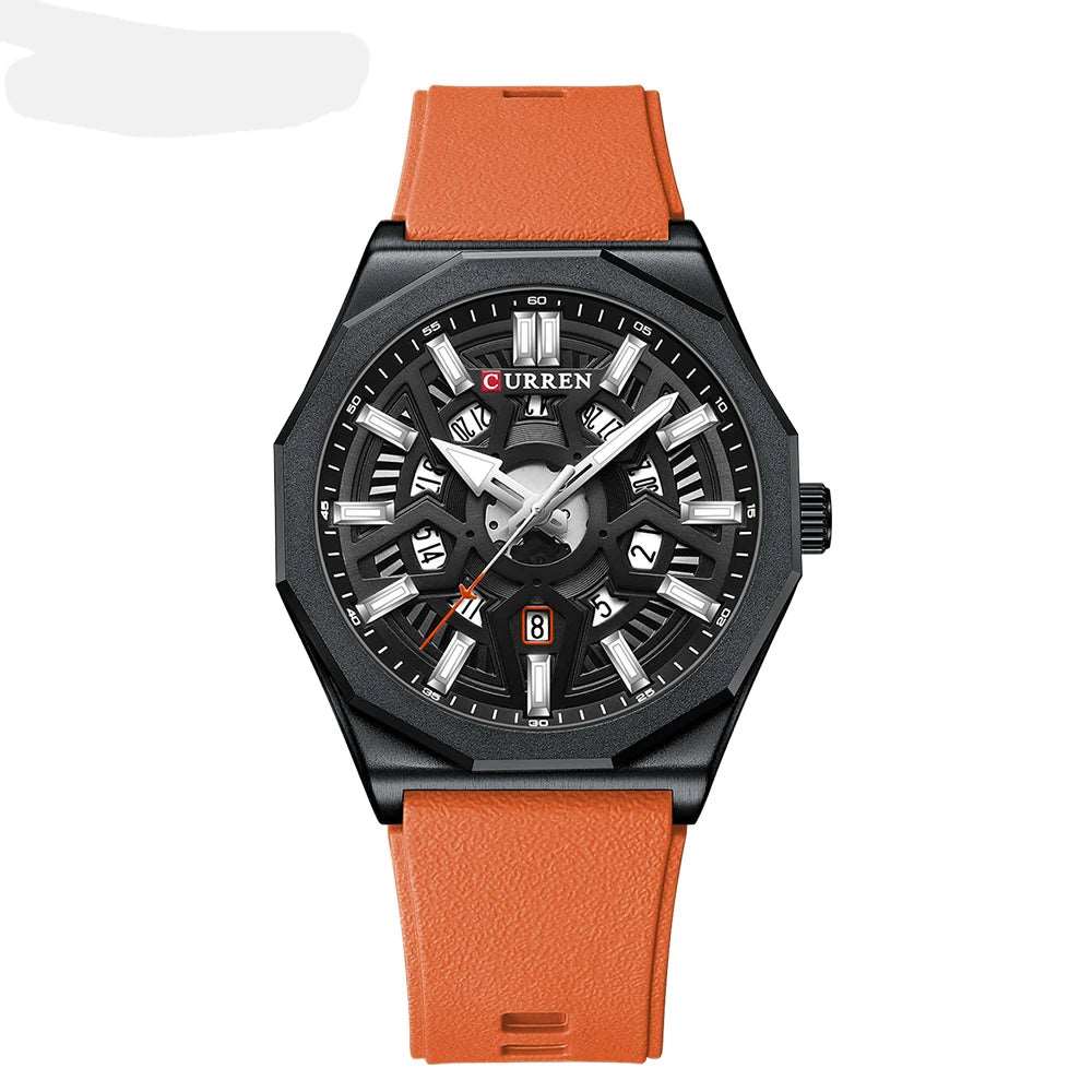 CURREN 8437 Muški Modni Sat | Silikonski Kaiš, Kvarcni Mehanizam, Auto Datum i Svetleće Kazaljke
