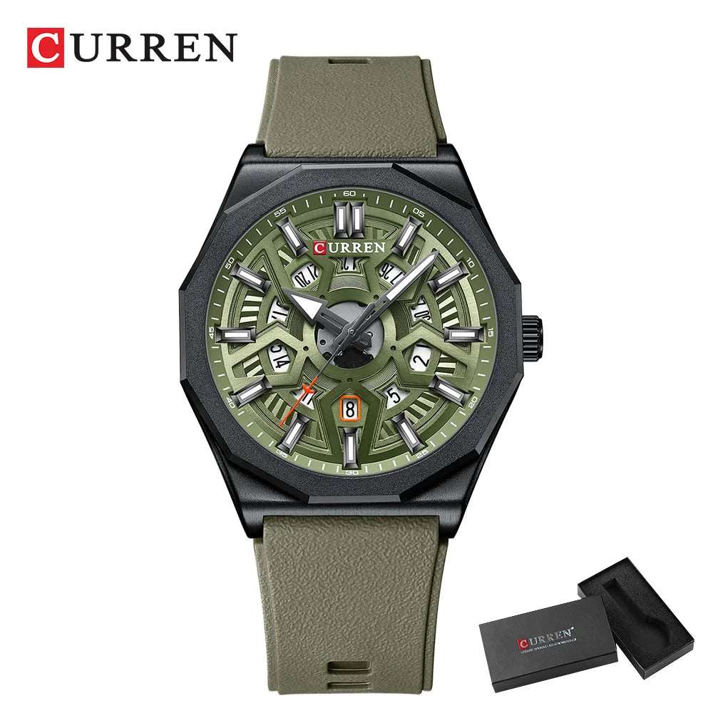 CURREN 8437 Men's Fashion Watch with Casual Silicone Straps, Quartz Movement, Auto Date, and Luminous Hands (Model 8437)" iTrade.si