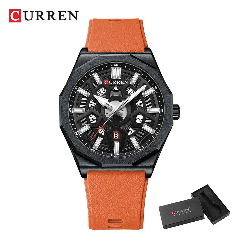 CURREN 8437 Men's Fashion Watch with Casual Silicone Straps, Quartz Movement, Auto Date, and Luminous Hands (Model 8437)" iTrade.si