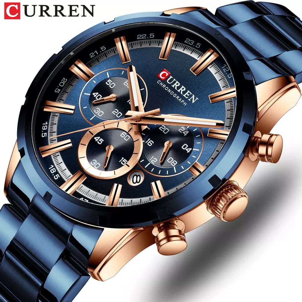 CURREN 8355 New Fashion Chronograph Quartz Watch for Men - Stainless Steel Luxury Sports Timepiece, Top Brand Elegance, and Relogio Masculino