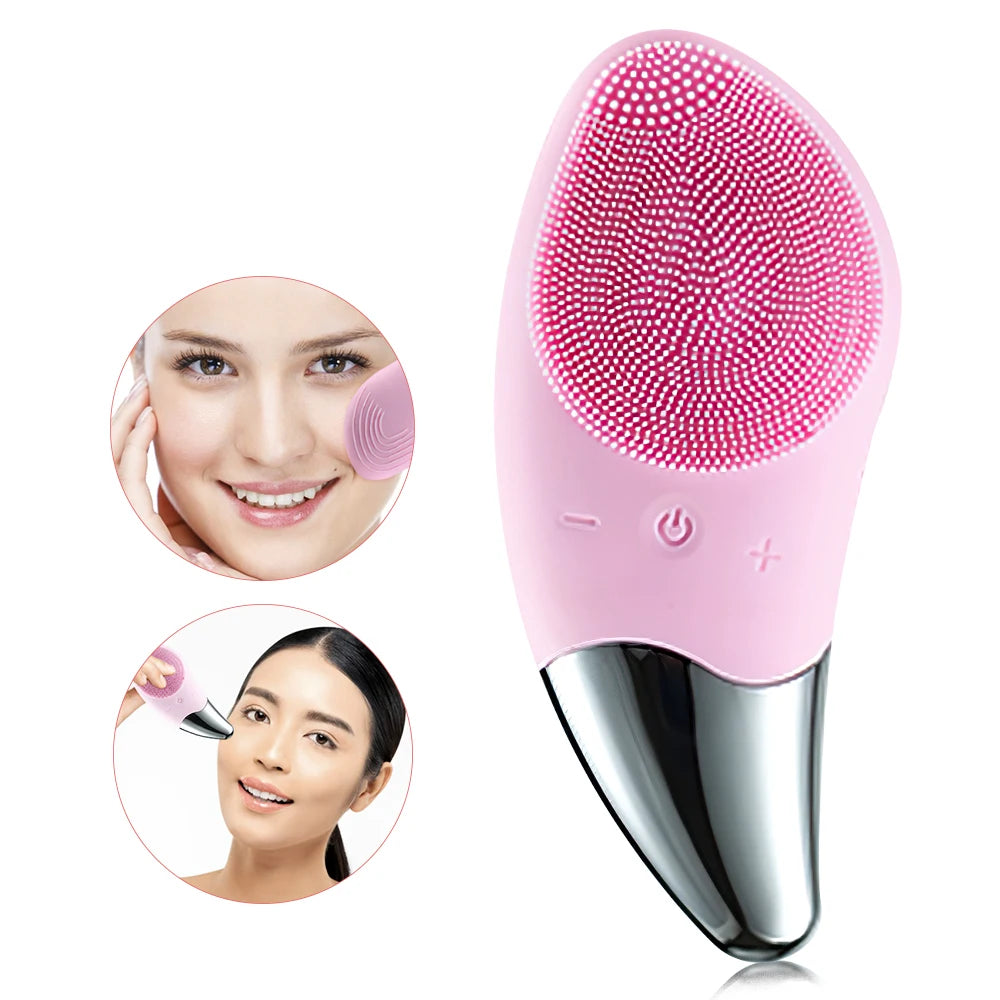Mini Electric Facial Cleansing Brush Silicone Sonic Face Cleaner Deep Pore Cleaning Skin Massager Face Cleansing Brush Device iTrade.si