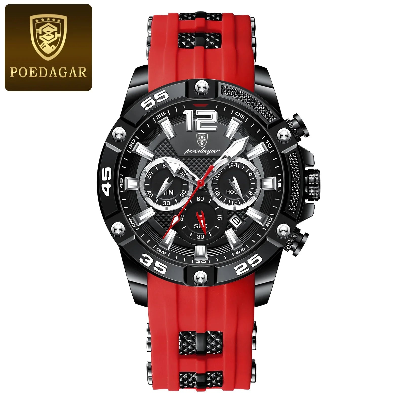 Poedagar 912 Men's Chronograph Watch | Waterproof, Luminous, Silicone Strap iTrade.si