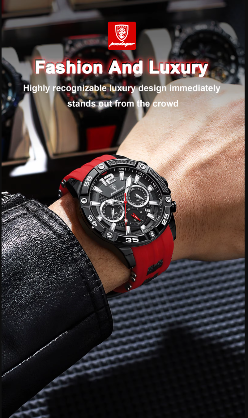Poedagar 912 Men's Chronograph Watch | Waterproof, Luminous, Silicone Strap iTrade.si