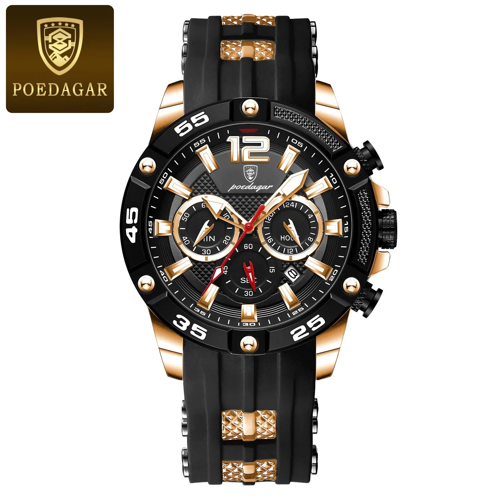 Poedagar 912 Men's Chronograph Watch | Waterproof, Luminous, Silicone Strap iTrade.si