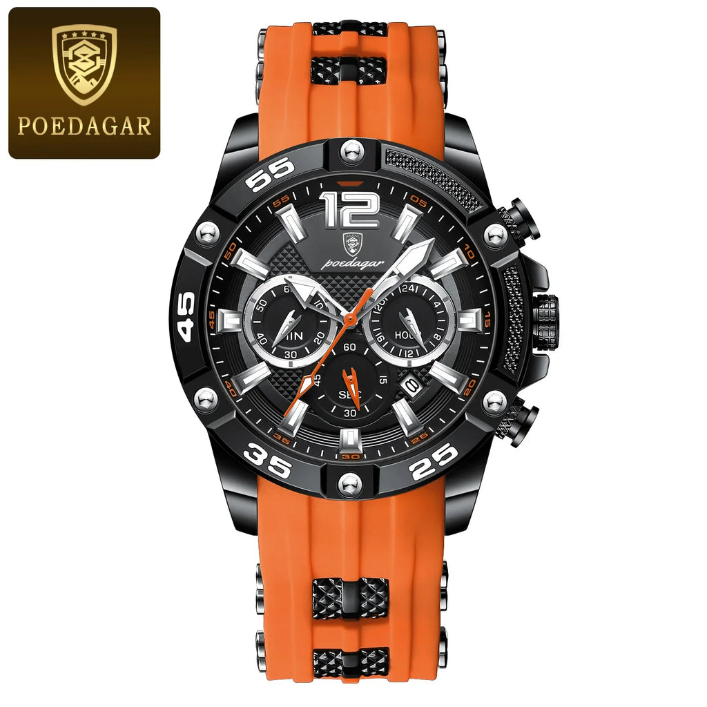 Poedagar 912 Men's Chronograph Watch | Waterproof, Luminous, Silicone Strap iTrade.si