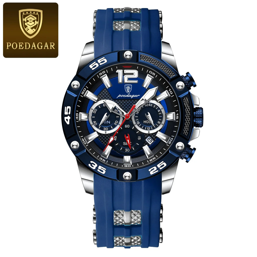 Poedagar 912 Men's Chronograph Watch | Waterproof, Luminous, Silicone Strap iTrade.si