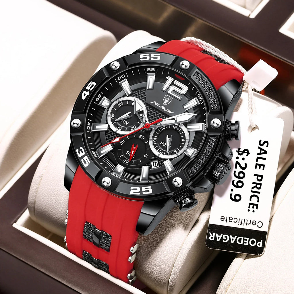 Poedagar 912 Men's Chronograph Watch | Waterproof, Luminous, Silicone Strap iTrade.si