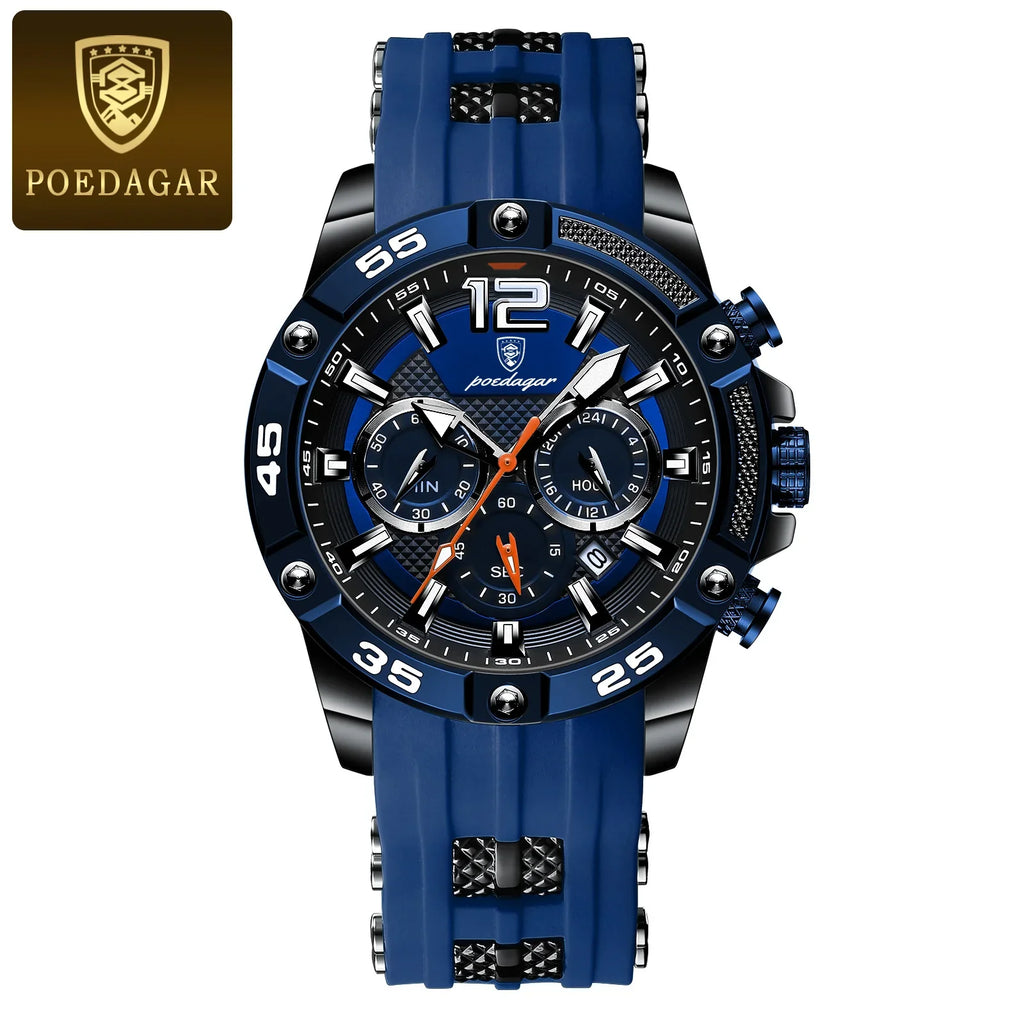 Poedagar 912 Men's Chronograph Watch | Waterproof, Luminous, Silicone Strap iTrade.si