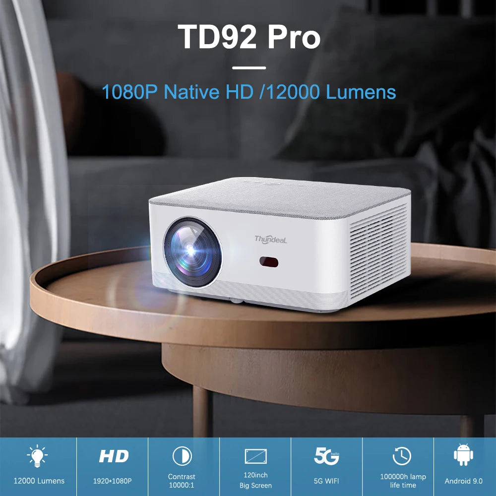 Prijenosni mini projektor ThundeaL TD92 Pro - 1080P FHD, 4K video, WiFi, Android, 3D sustav kućnog kina