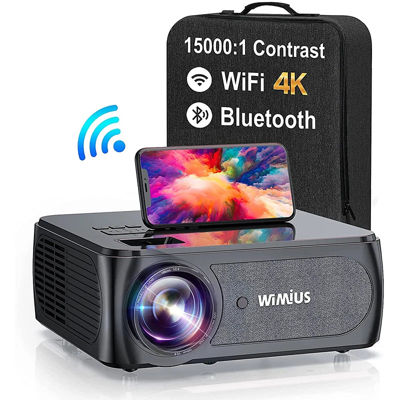 WIMIUS K8 5G WiFi Bluetooth projektor - 9500 lumena Full HD 1080P, 4K podrška, 4P/4D Keystone i zum