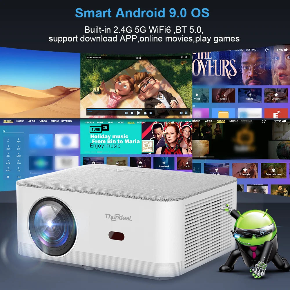 Prijenosni mini projektor ThundeaL TD92 Pro - 1080P FHD, 4K video, WiFi, Android, 3D sustav kućnog kina