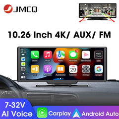 4K Dash Cam 3840x2160P - Video snimanje, bežični CarPlay &amp; Android Auto, 5G WiFi, GPS navigacija, AUX, DVR za automobil s dvije leće