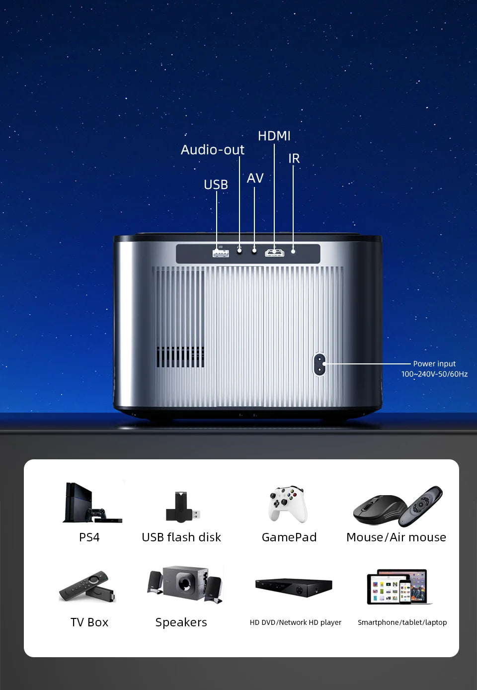 BYINTEK X25 Full HD 1080P projektor 4K podrška, 900 ANSI lumena, auto fokus, WiFi, Smart Android 9.0