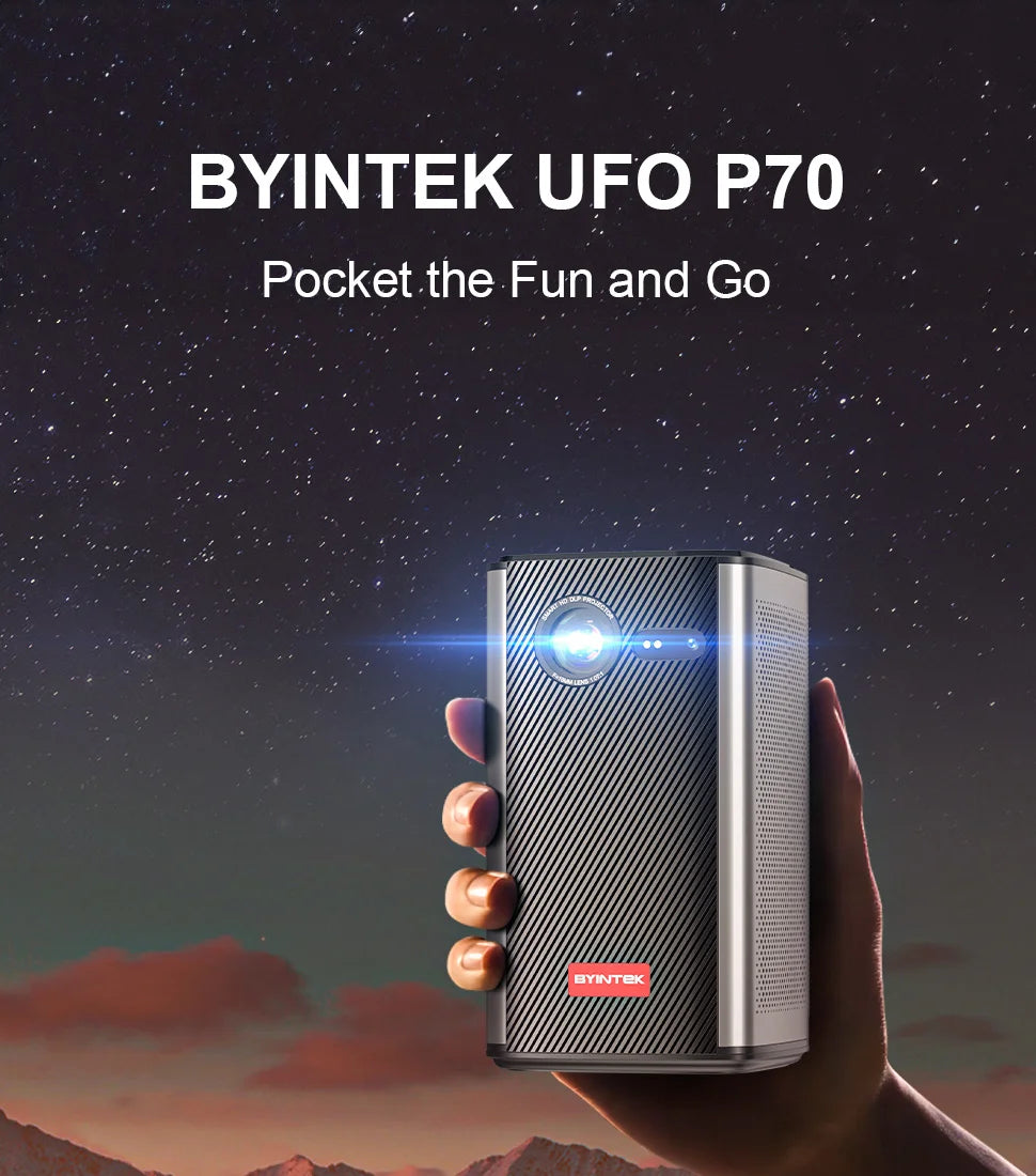 BYINTEK P70 3D 4K Mini prijenosni projektor DLP Auto Focus Smart Android WiFi LED 1080P video projektori za kućno kino s baterijom