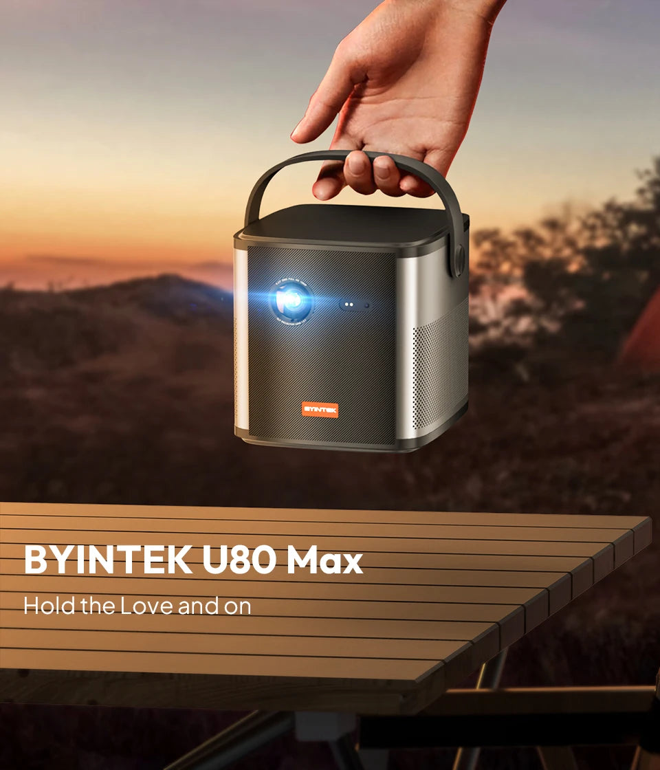 BYINTEK U80 Max 3D 4K projektor - prijenosno DLP kućno kino s Androidom 11, WiFi, 1080P HD i ugrađenom baterijom 