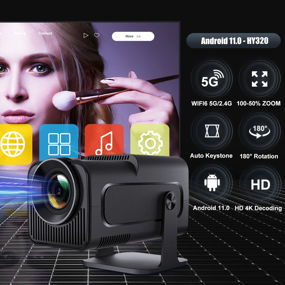 Magcubic HY320 projektor Android 11, 4K Native 1080P, 390 ANSI, Dual WiFi 6, BT5.0, prijenosno kino na otvorenom