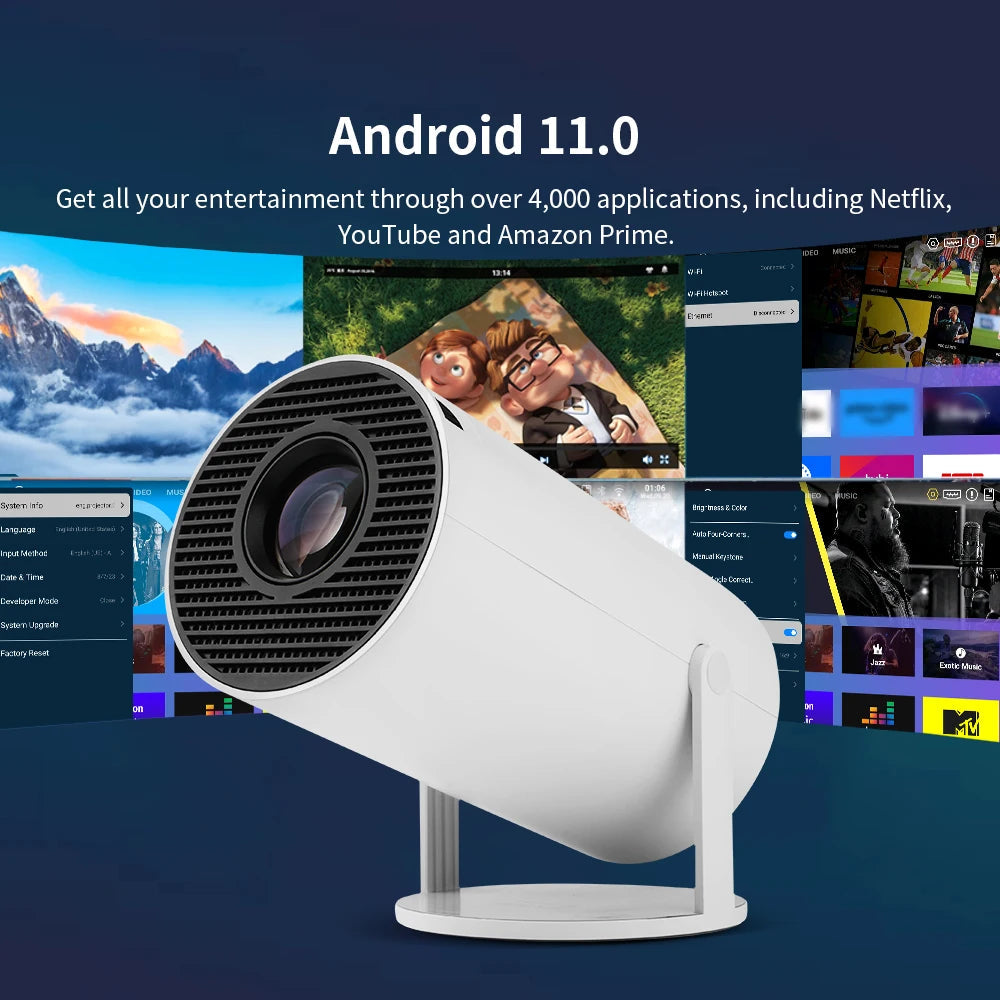 Mini projektor HY300 Pro Android 11 HD 720p WiFi 260 ANSI