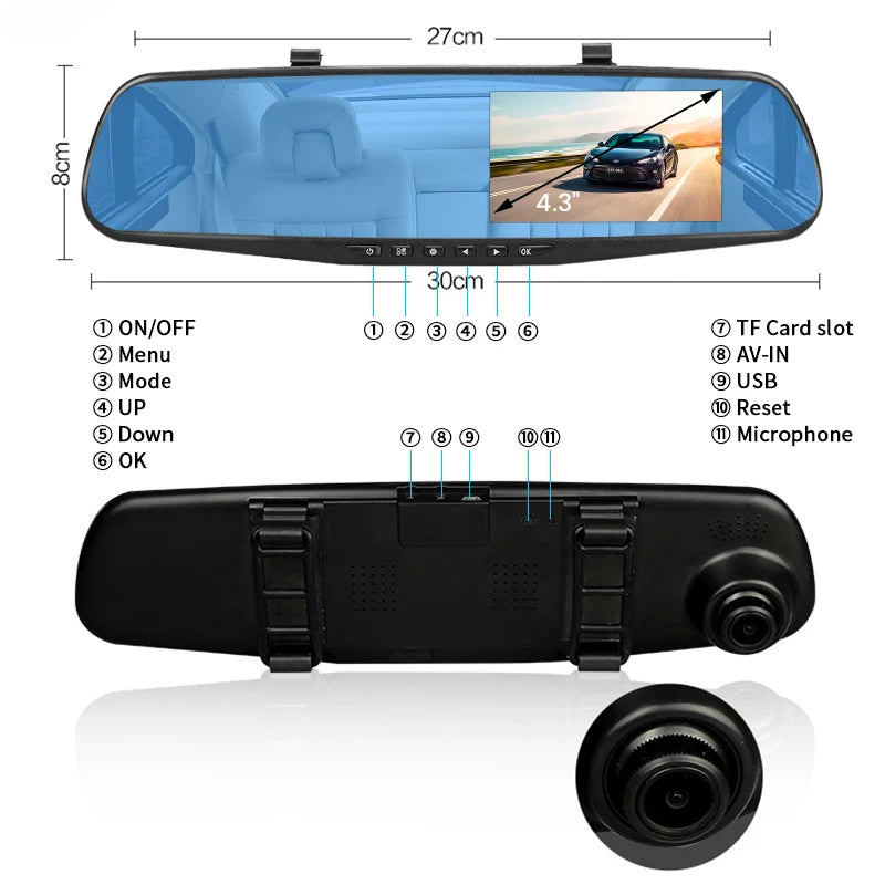 1080p Full HD DVR Auto Retrovizor Kamera