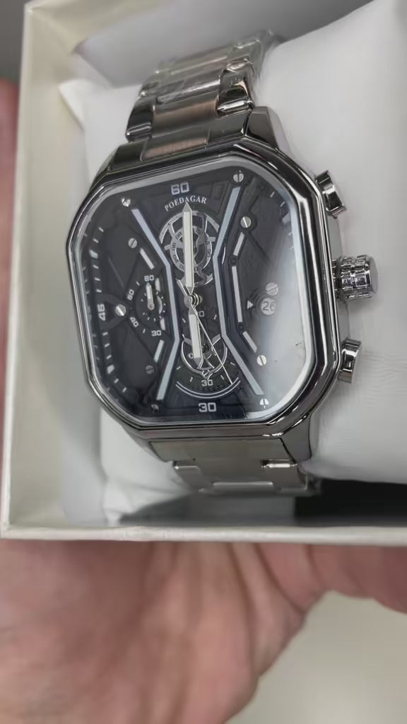 POEDAGAR 922 Muški Hronografski Sat | Kvadratni Dizajn, Kvarcni Mehanizam, Luksuzna Izrada